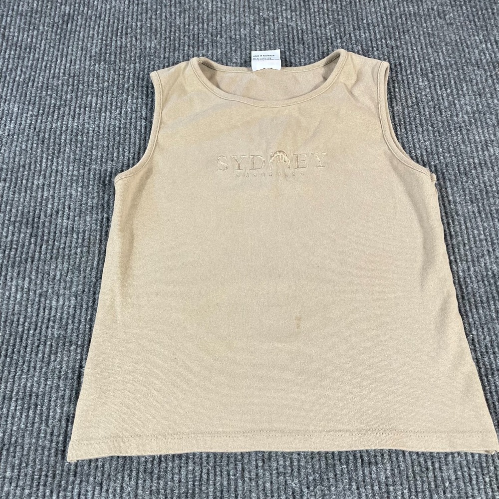 VTG Purely Australian Clothing Co Tank Top Womens Large Brown Sydney Embroidered